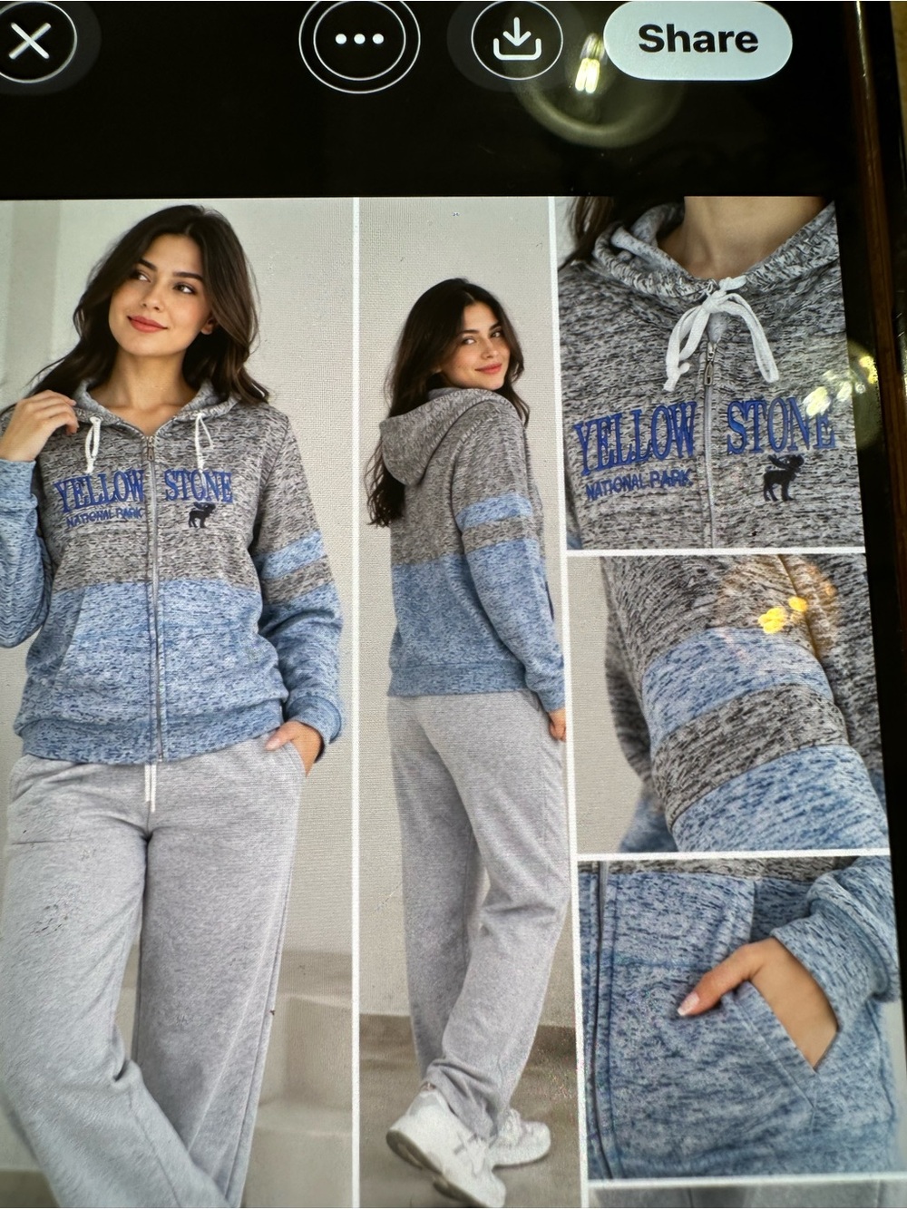 Yellowstone Blue and Gray Marled Zip-Up Hoodie